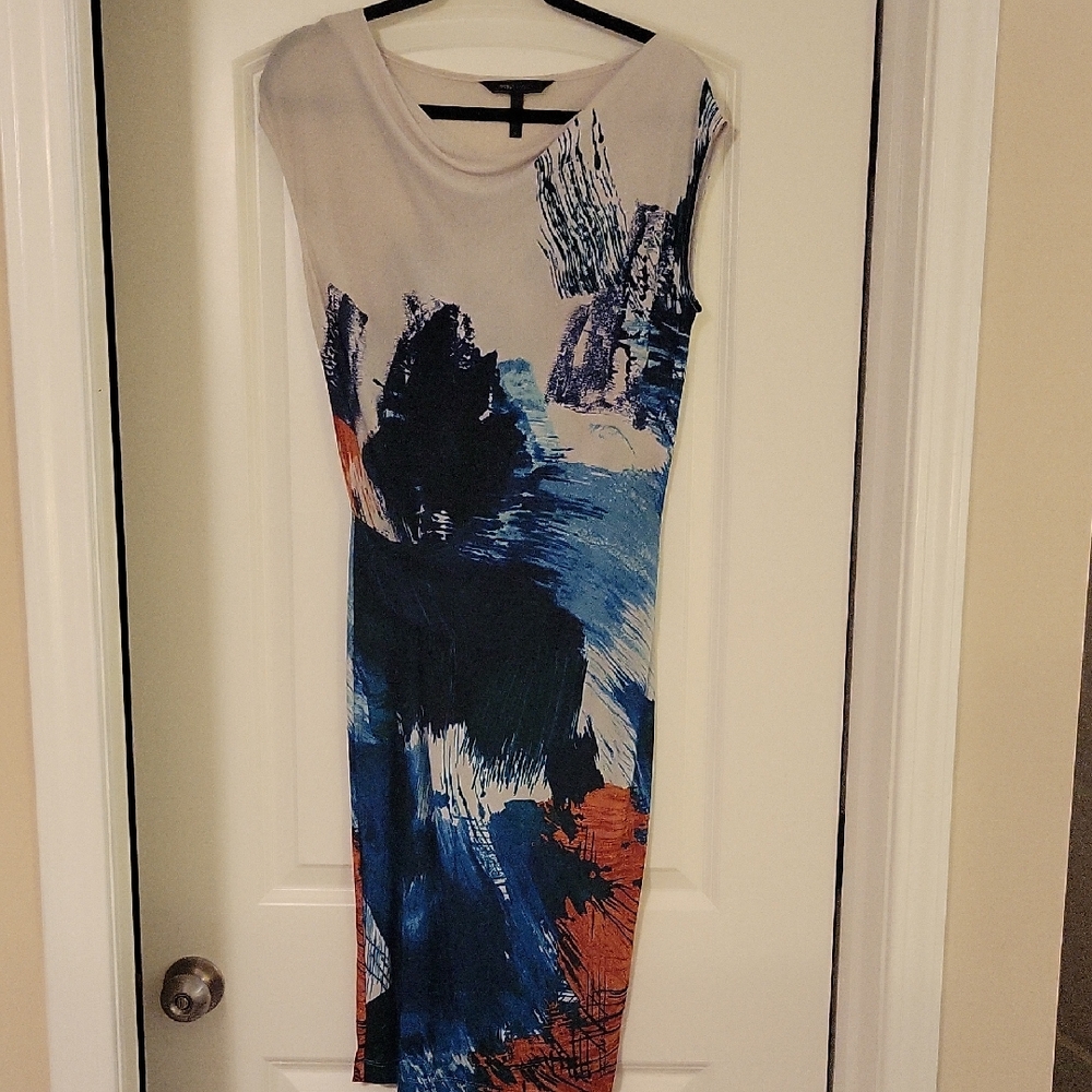 BCBGMaxAzria Artistic Brushstroke Midi Dress